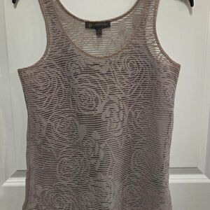 Women's Grey Mesh Floral Tank Top